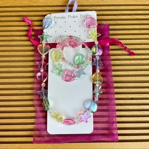 🏷 EDM FESTIVAL RAVE Plastic Candy Bead Star Hearts Choker Necklace Bracelet Set